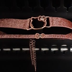 Hot Topic rose gold Hello Kitty o-ring choker set